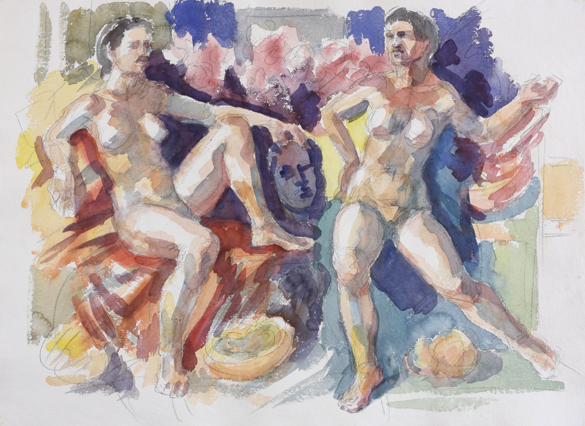 Maenads; watercolor, 56 x 77 cm, 2024