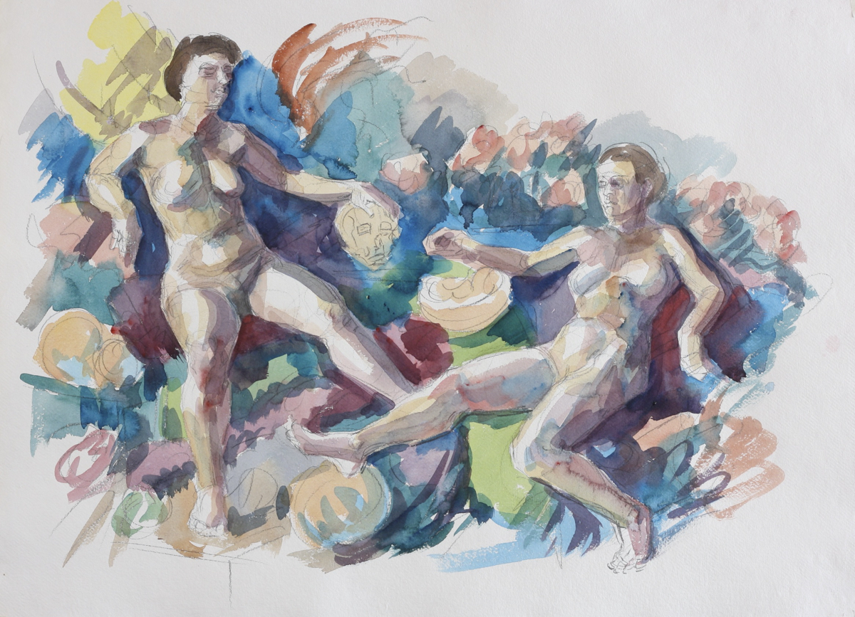 Maenads; watercolor, 56 x 77 cm, 2024