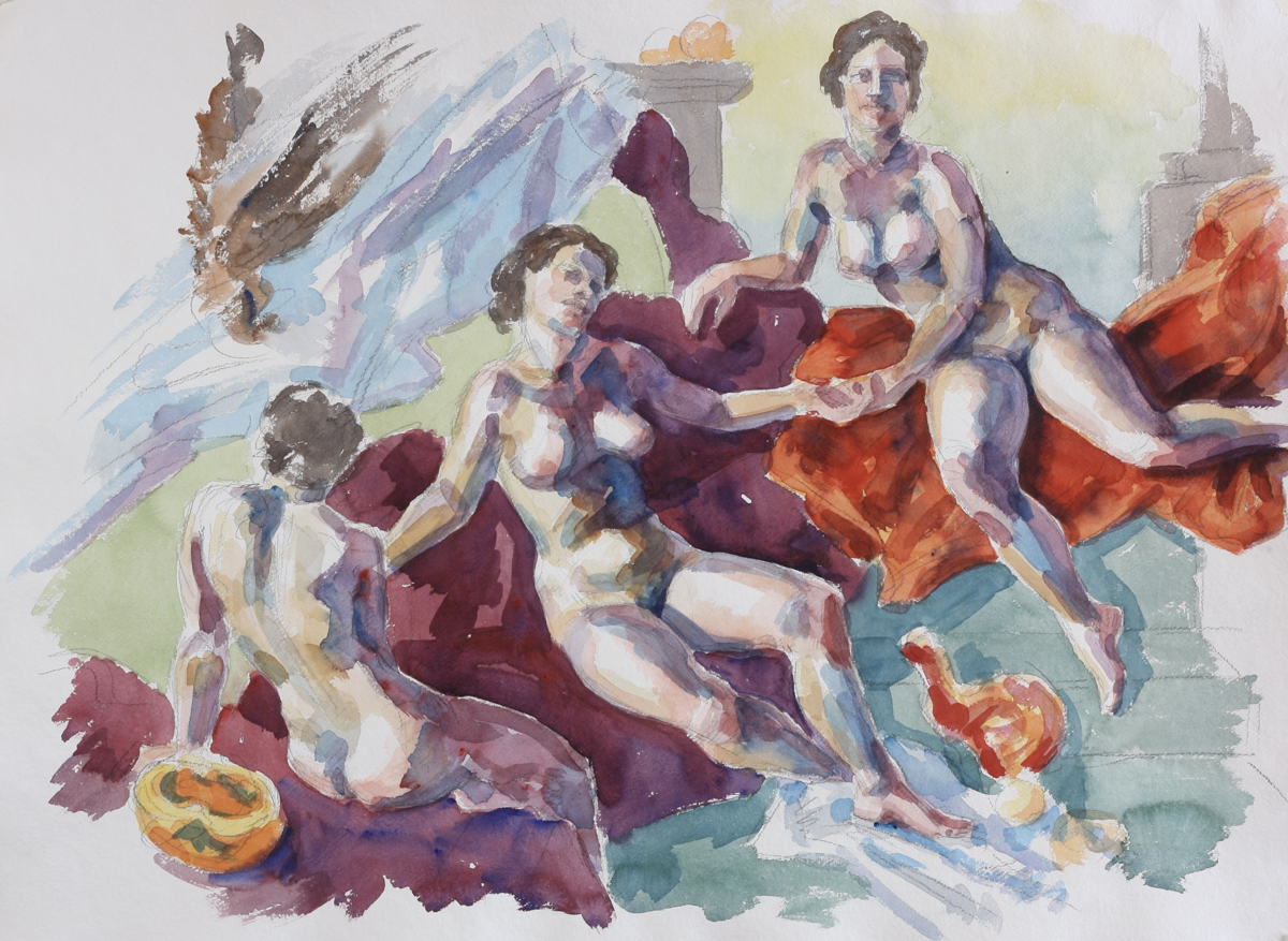 Artemis; watercolor, 56 x 77 cm, 2024