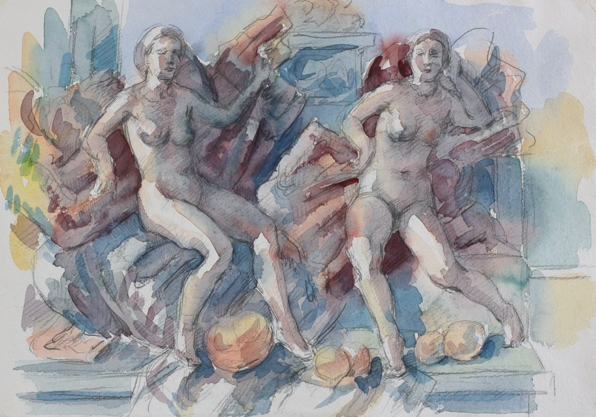 Maenads I; watercolor, 30 x 42 cm, 2023