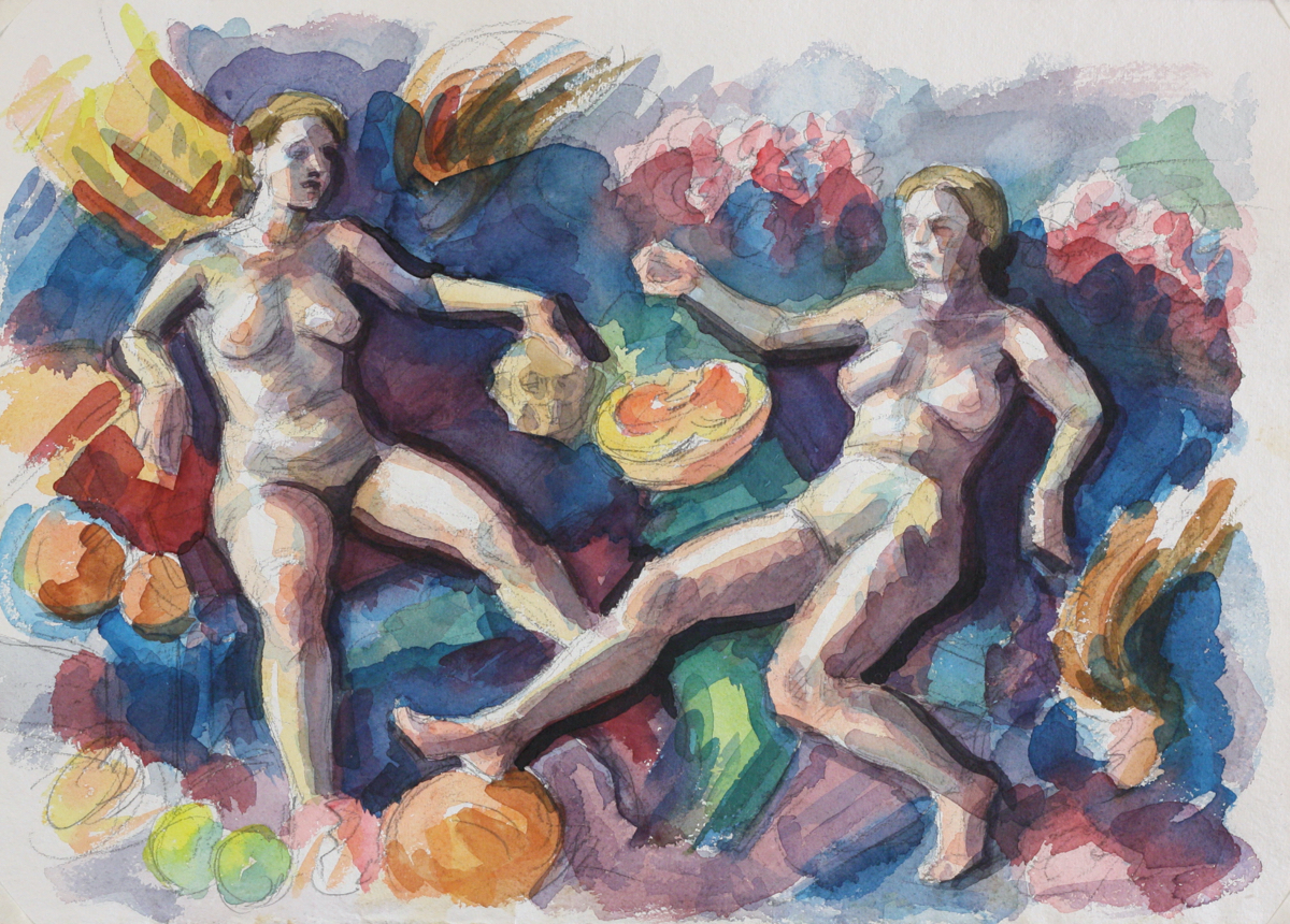 Maenads II; watercolor, 30 x 42 cm, 2023