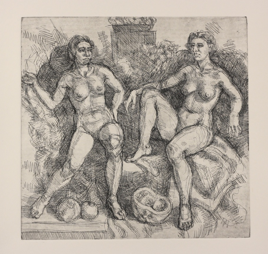 Maenads I; etching, 25 x 25cm, 2024