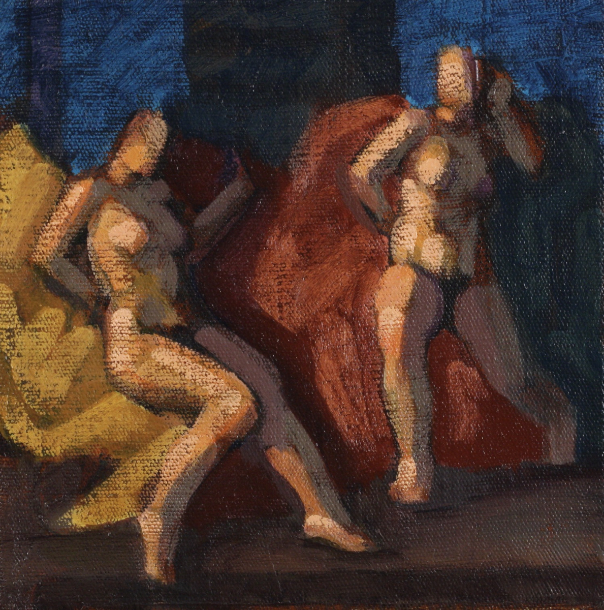 Maenads; oil on canvas, 20 x 20 cm, 2023