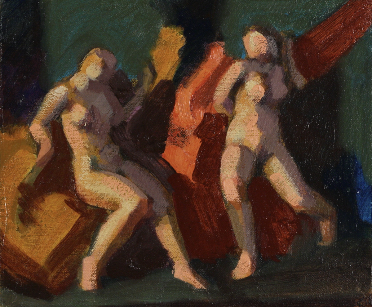 Maenads; oil on canvas, 20 x 24 cm, 2023